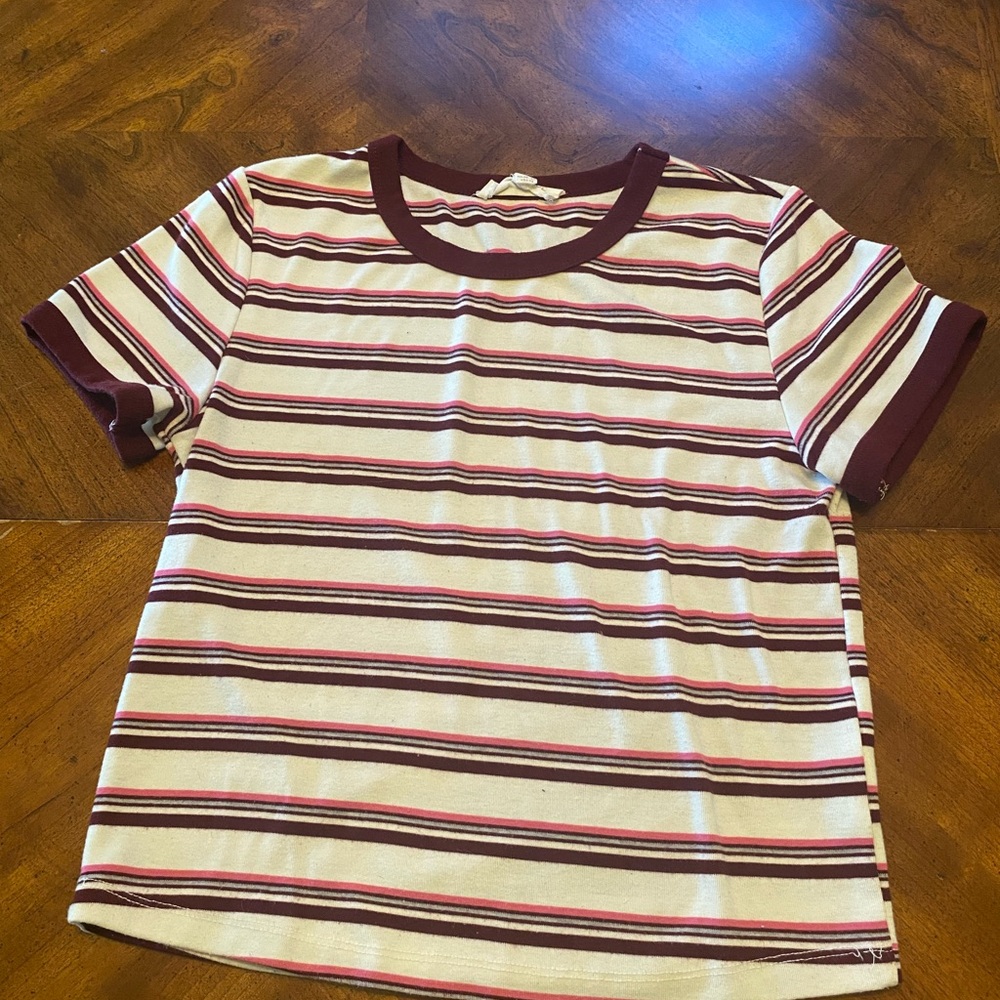 Striped Maroon and White Soft & Stretchy T-Shirt